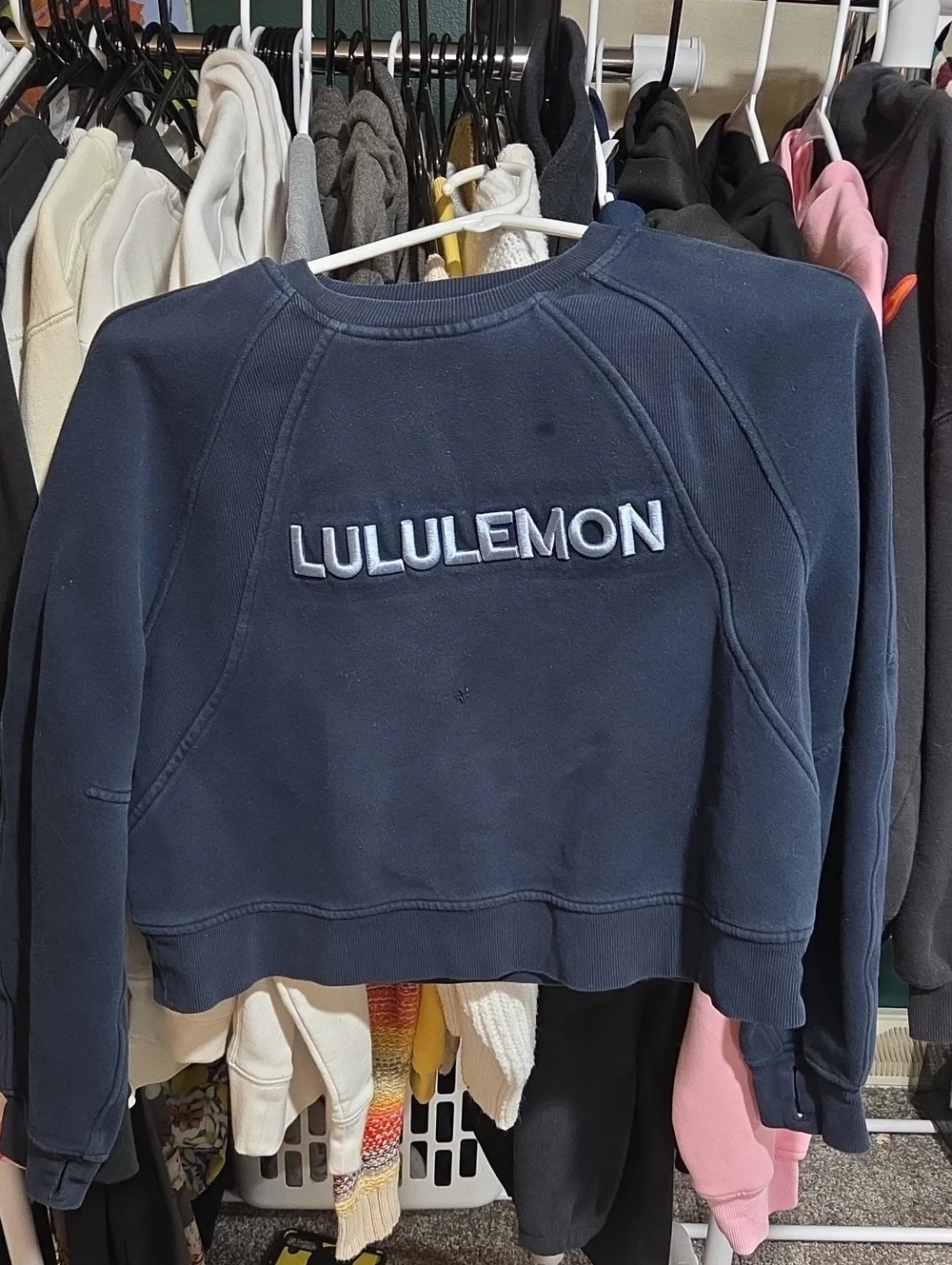 lululemon athletica Navy Logo Embroidered Crew Sweatshirt